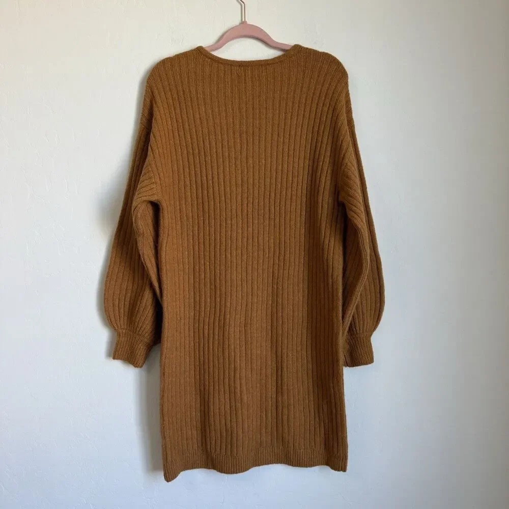 Rachel Parcell Wool Blend Balloon Sleeve Sweater Dress Size S Fall Pumpkin Spice - Picture 7 of 15